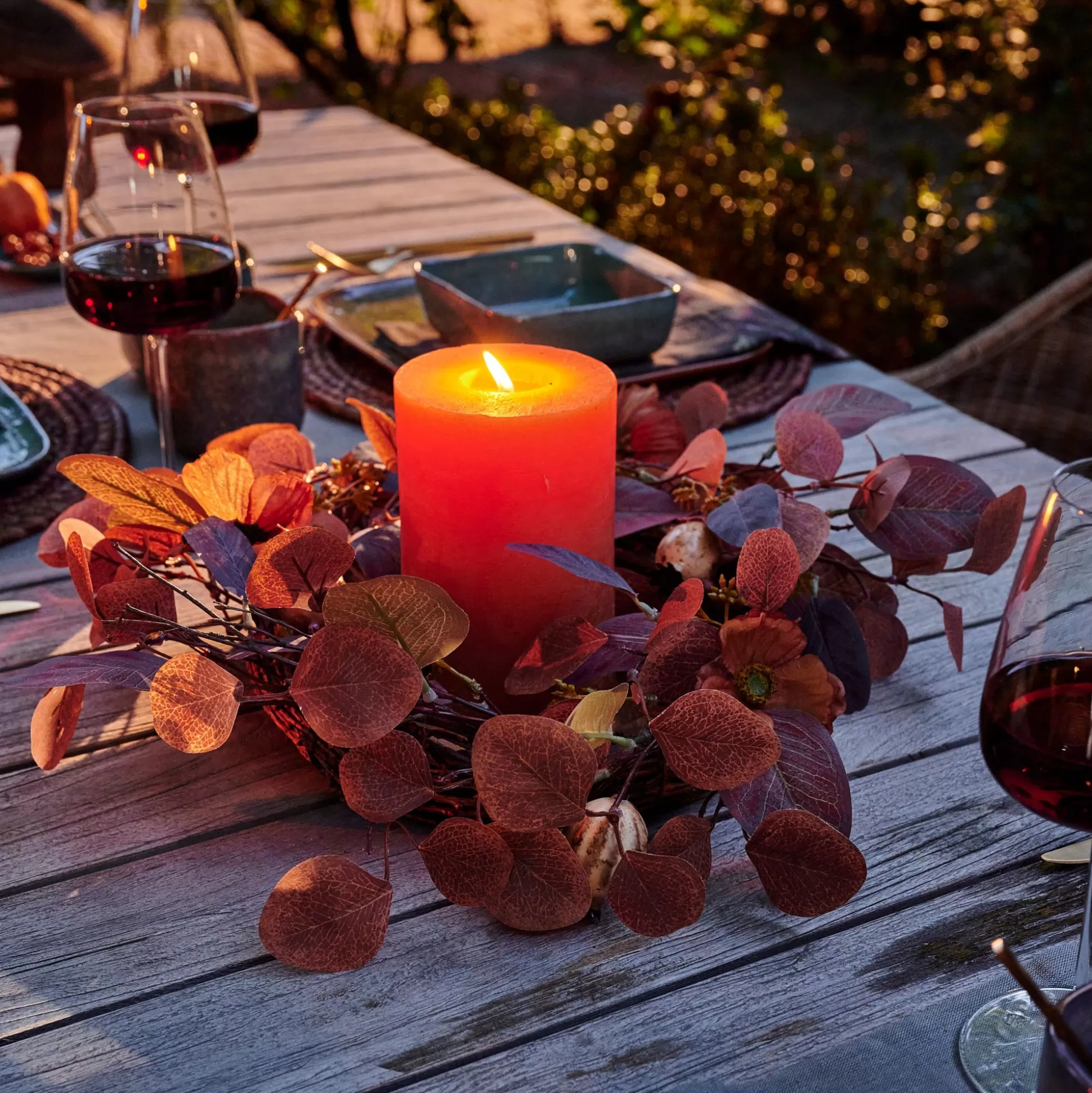 Decoracion Colgante<CASA Autumn Corona De Hojas Marron