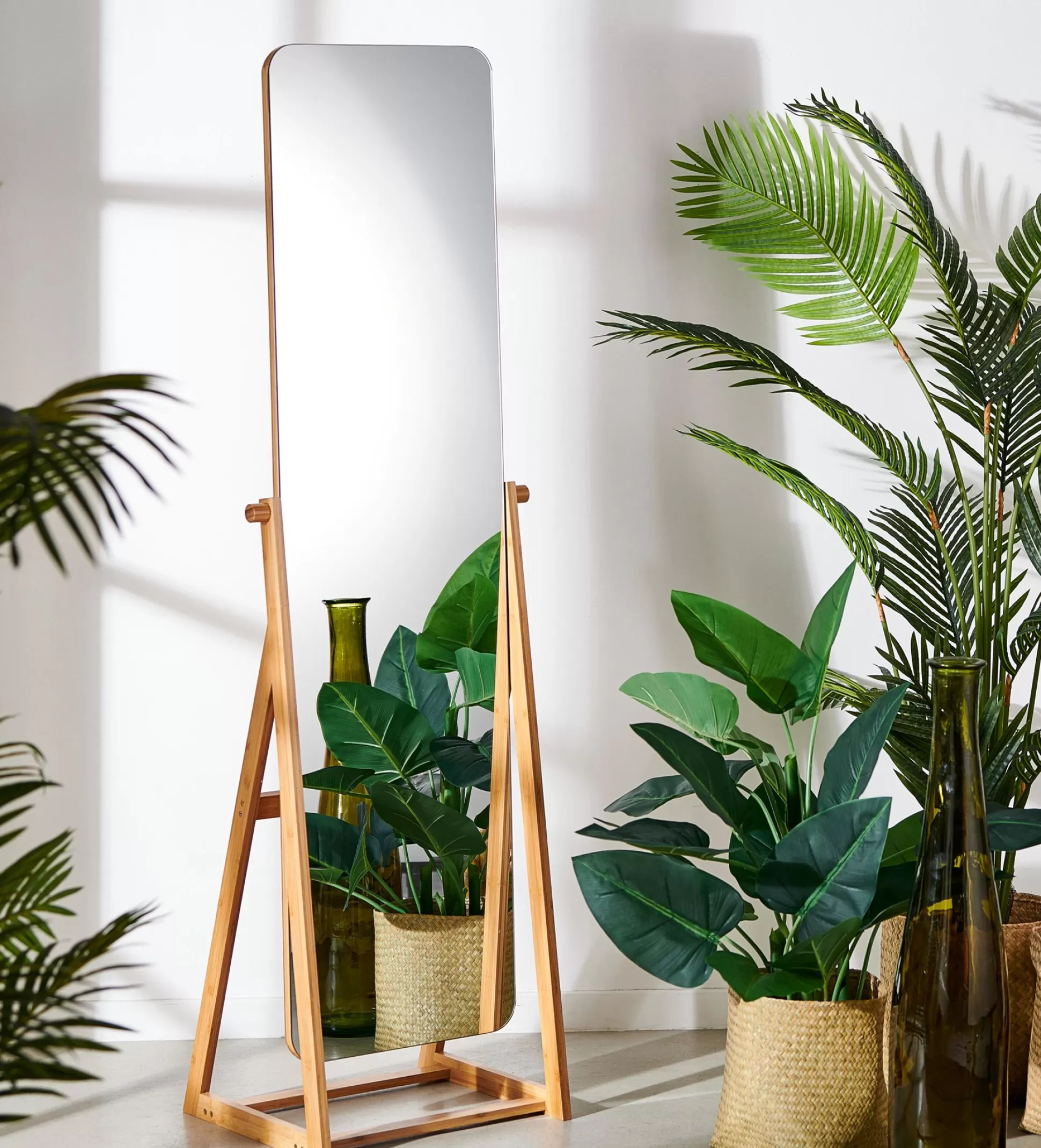 Espejos<CASA Bamboo Espejo De Cuerpo Marron