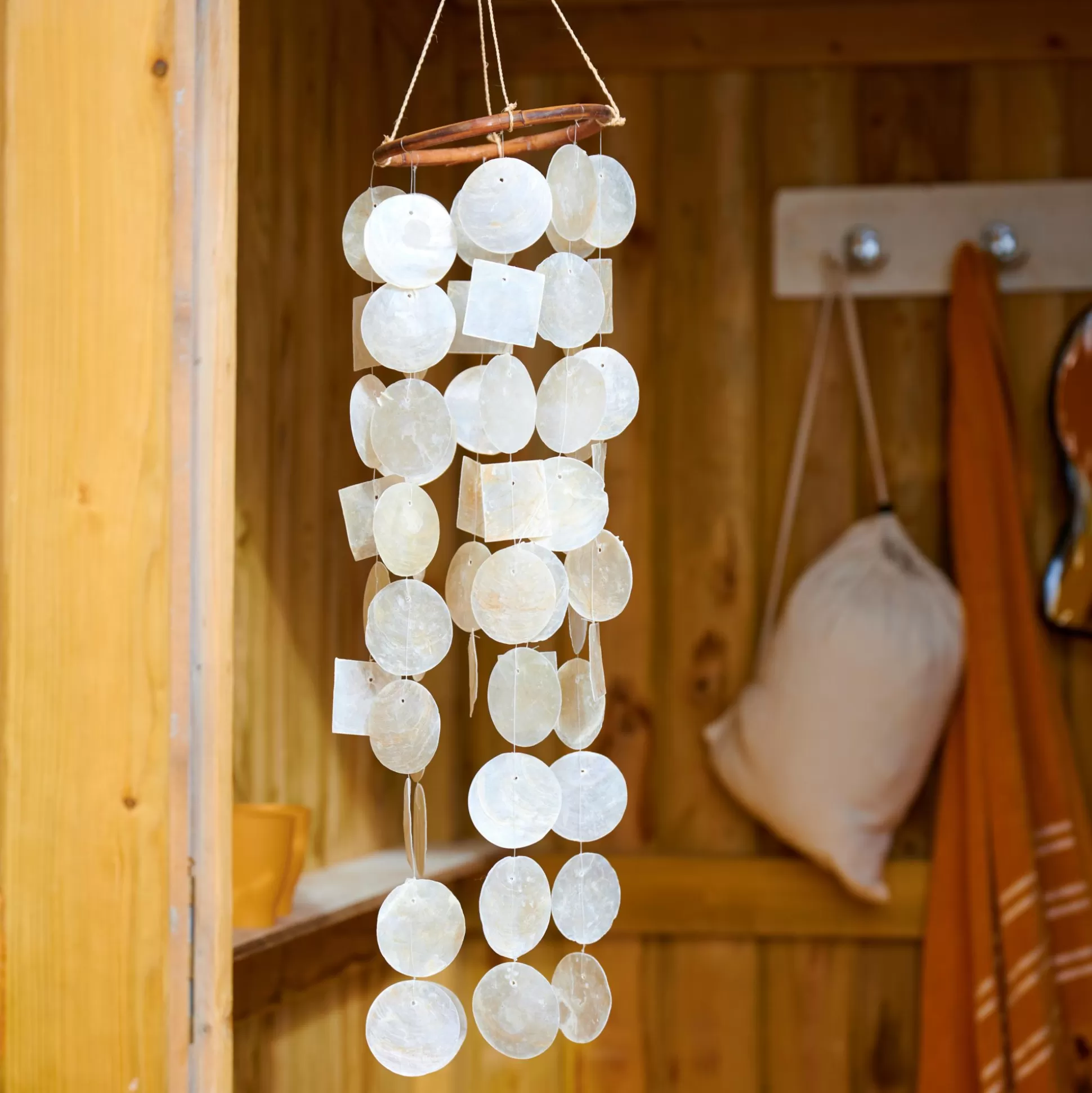 Decoracion Colgante<CASA Capiz Movil De Conchas Blanco