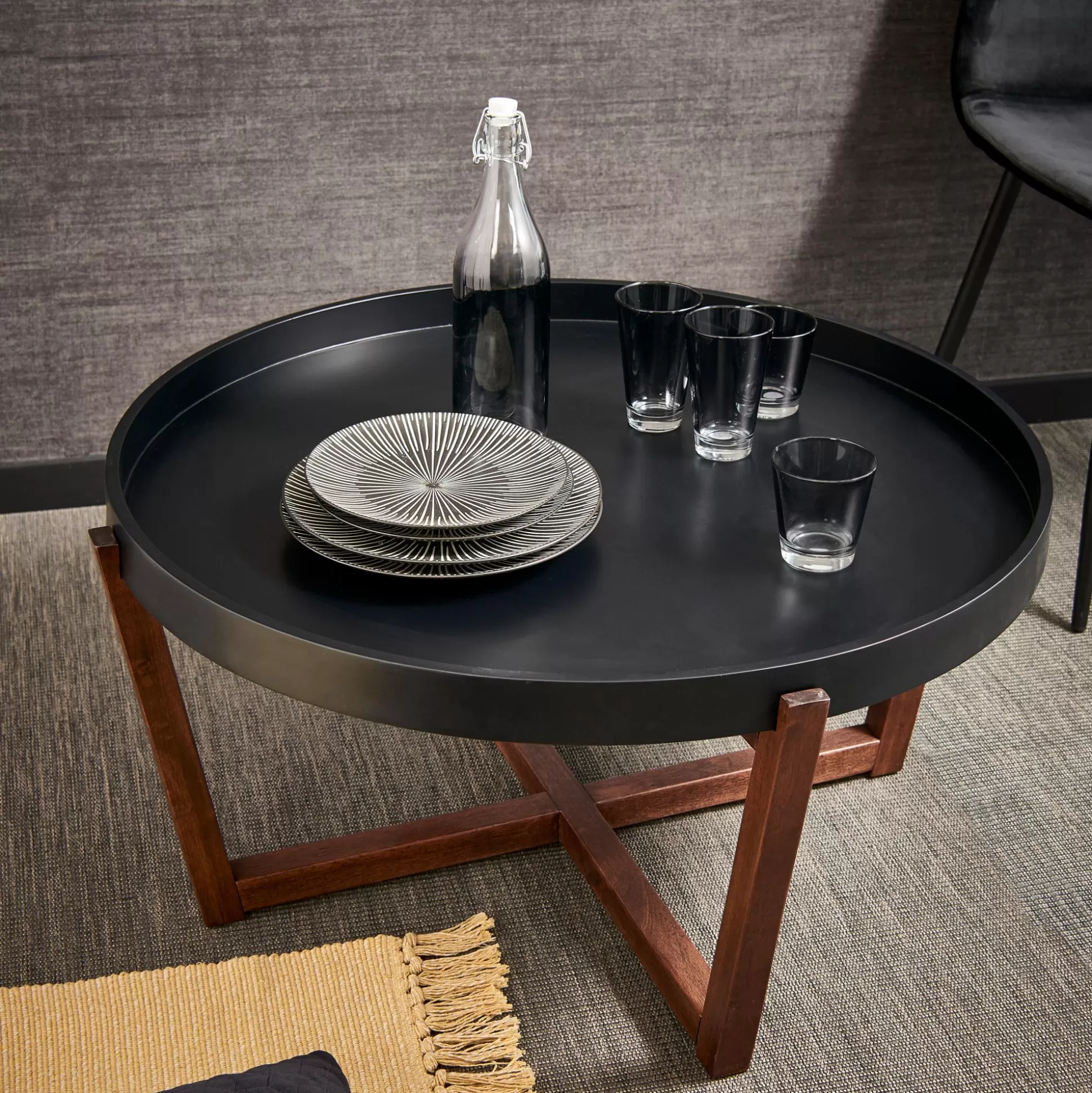 Mesas De Salón<CASA Draco Mesita De Salon Negro, Marron