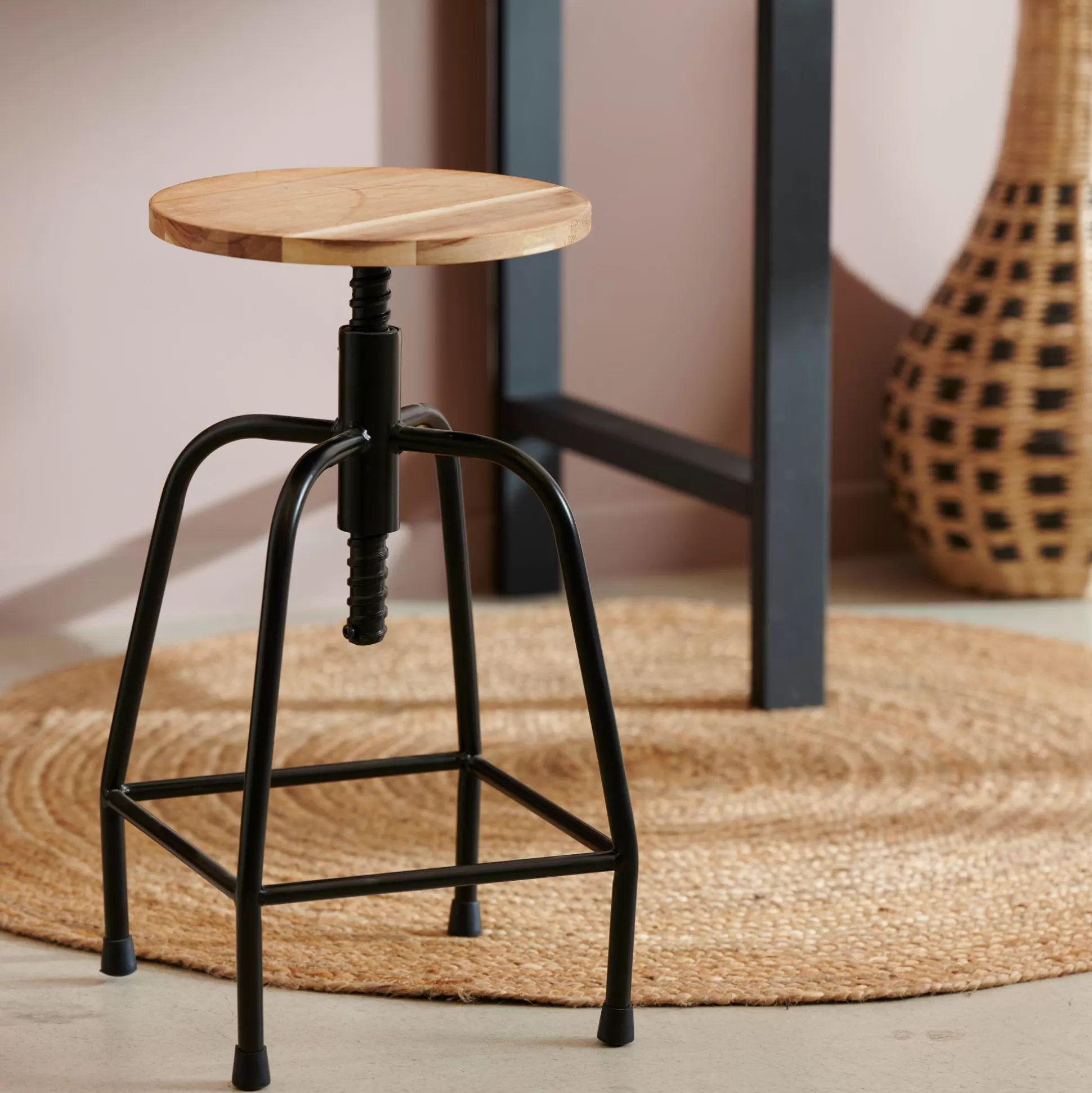 Taburetes<CASA New Bedford Taburete Negro, Natural