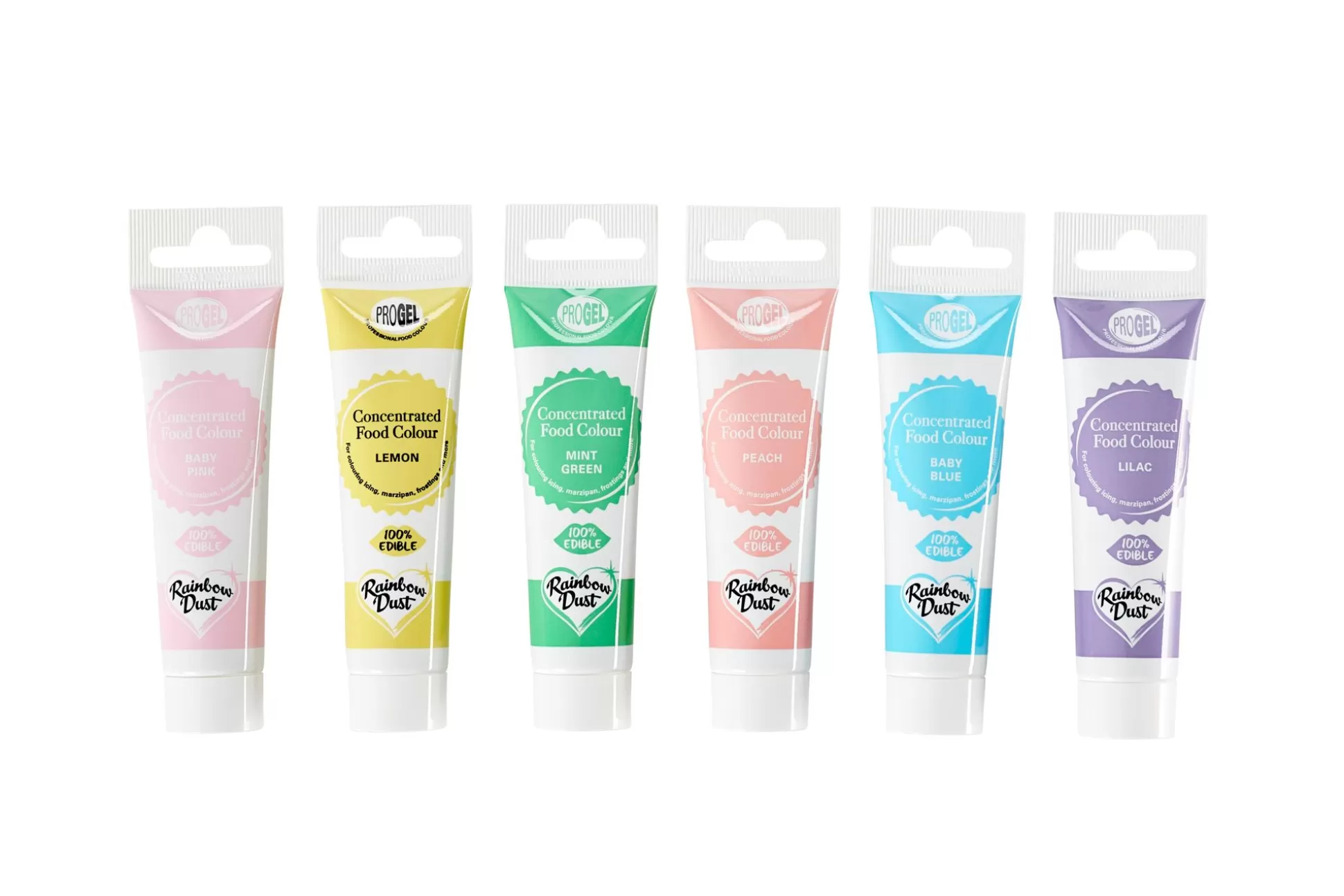 Alimentos<CASA Rainbowdust Paquete 6 Gel Color P/Pasta Azucar Tonos Pastel Varios Colores