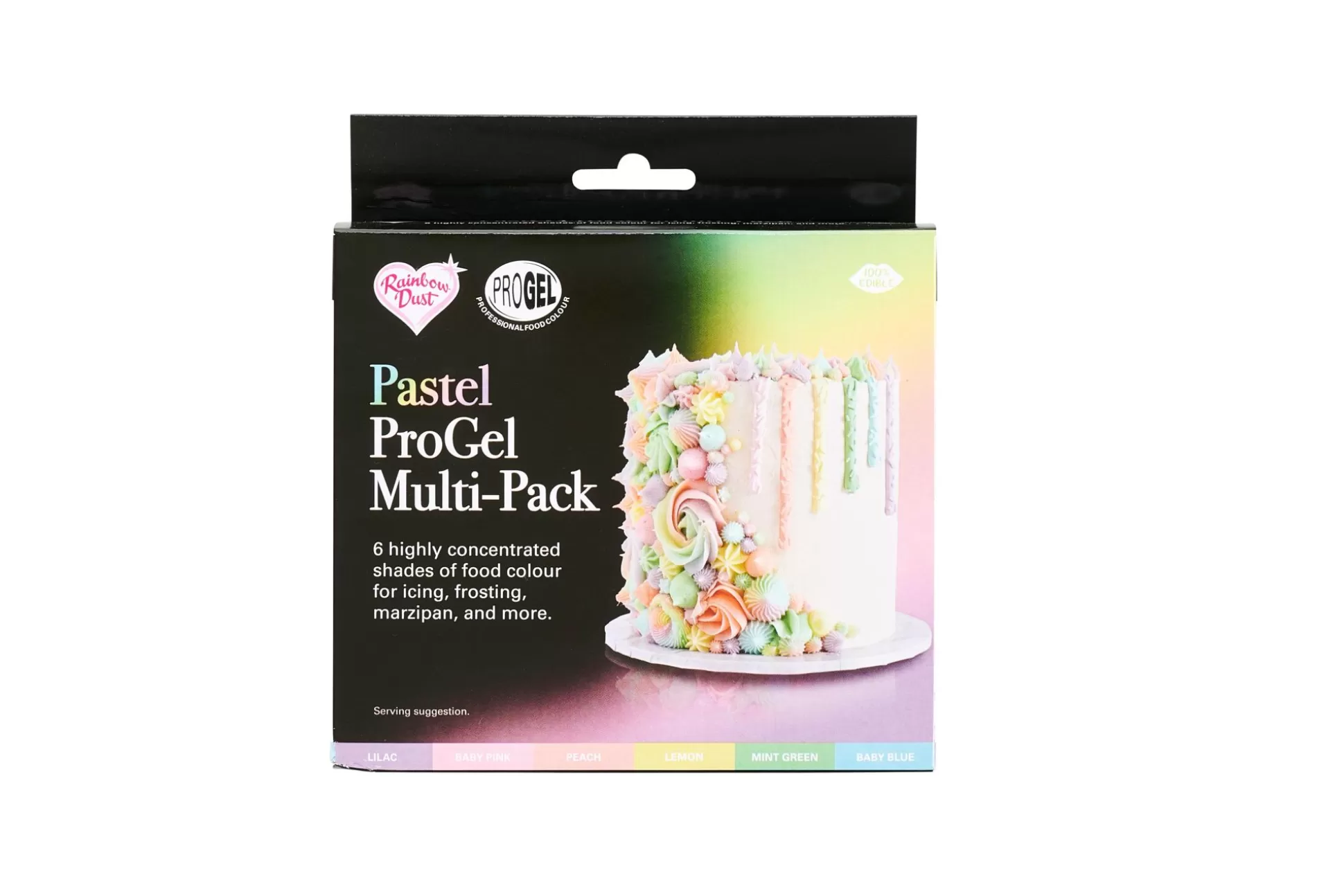Alimentos<CASA Rainbowdust Paquete 6 Gel Color P/Pasta Azucar Tonos Pastel Varios Colores