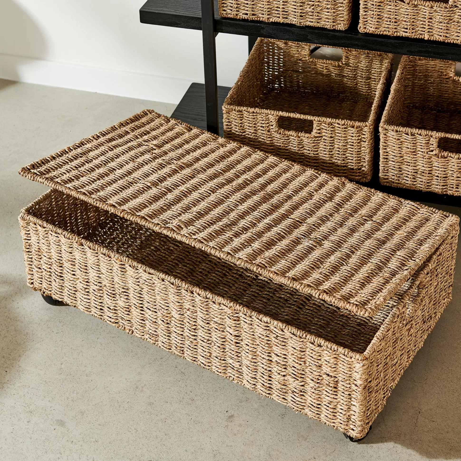 Arcas Para Almacenaje<CASA Seagrass Caja De Almacenaje Con Ruedas Natural