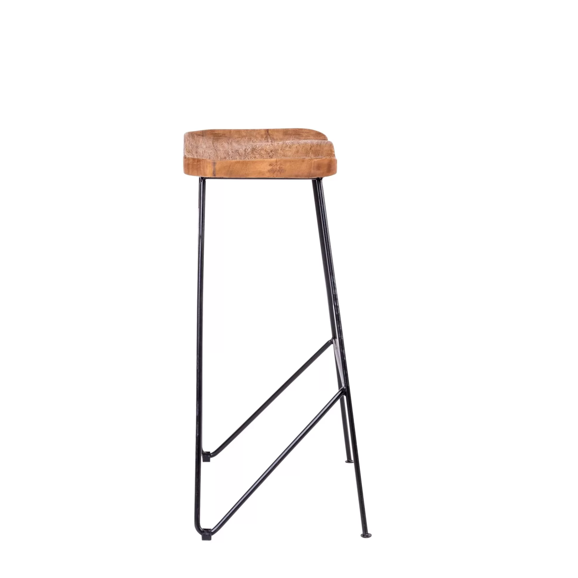 Taburetes De Bar<CASA Teak Taburete Bar Negro, Natural